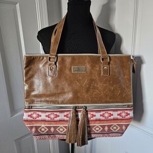 Aztec Boho 2-Piece Purse Set Handbag & Wristlet Tribal Print Matching Set
